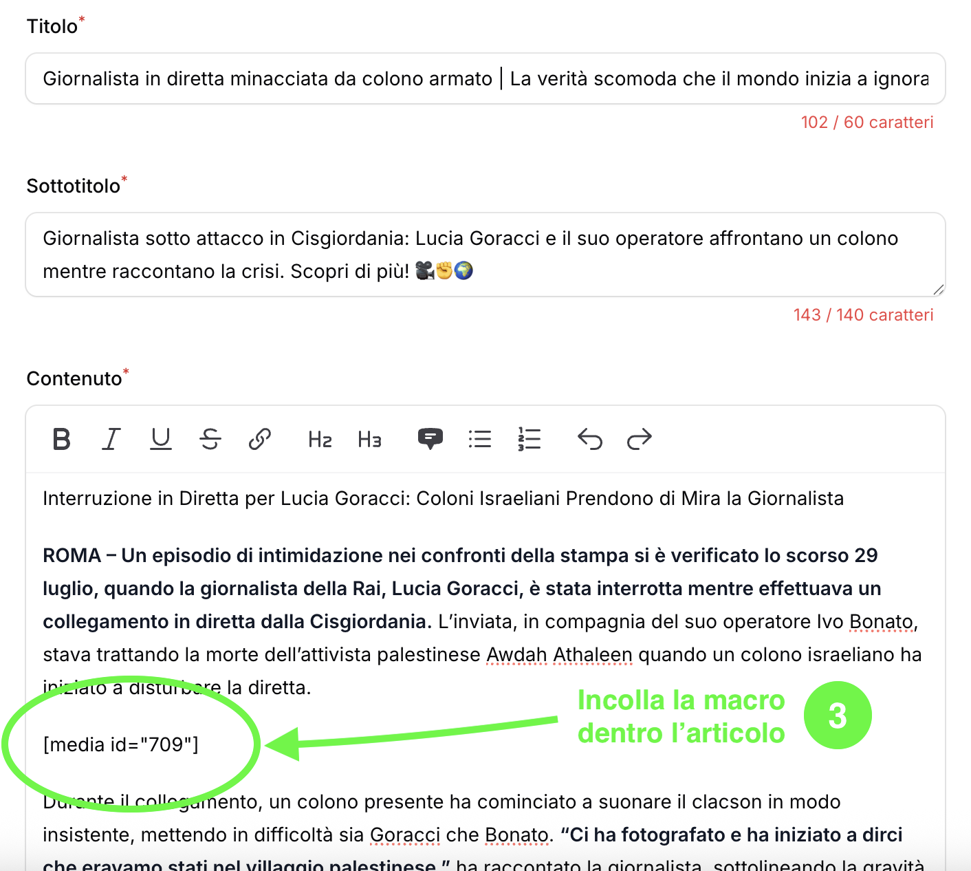 Inseriscilo dentro l'articolo