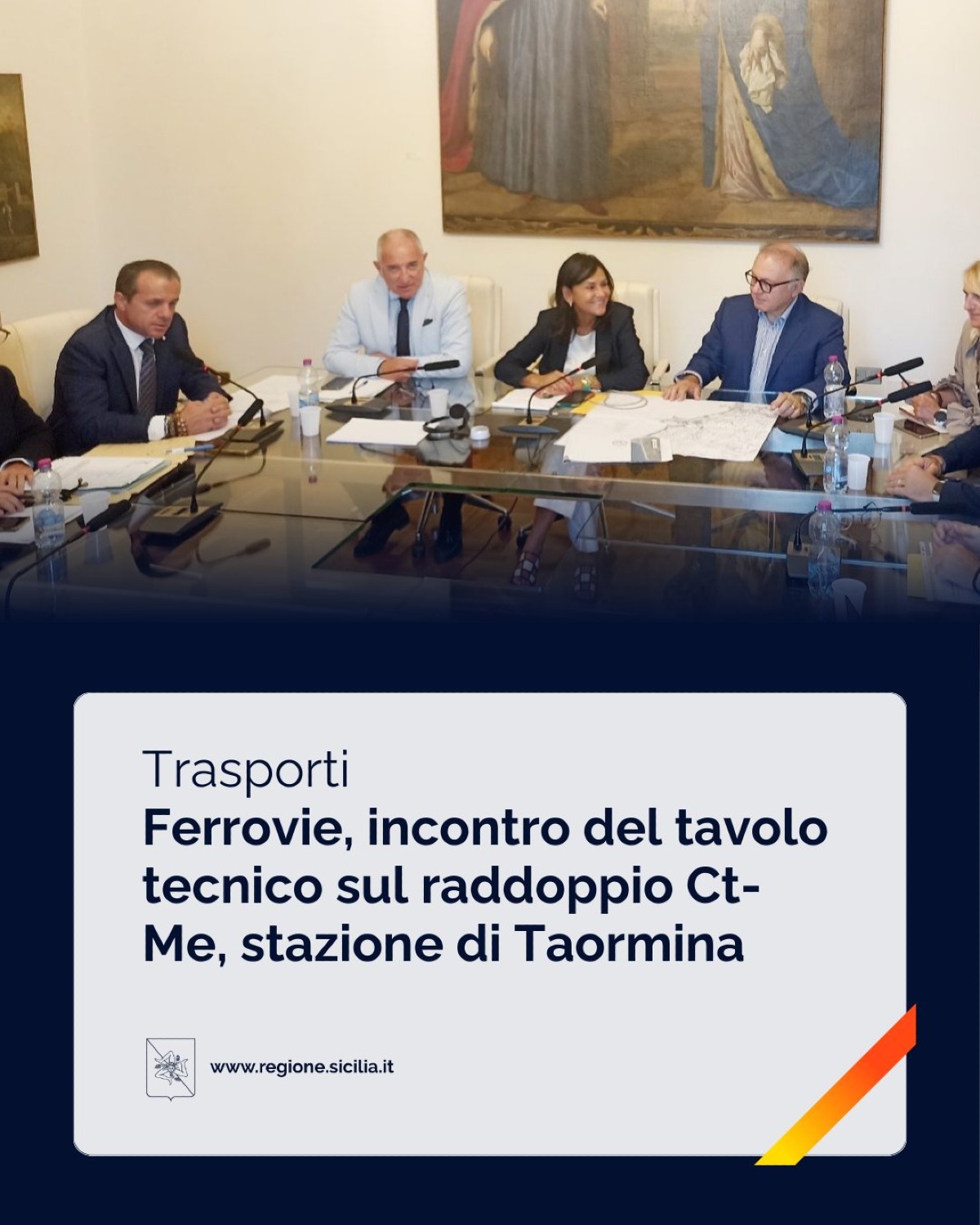 Raddoppio ferroviario Catania- Messina: primo tavolo tecnico a Palazzo d’Orléans - Credit foto Regione Siciliana