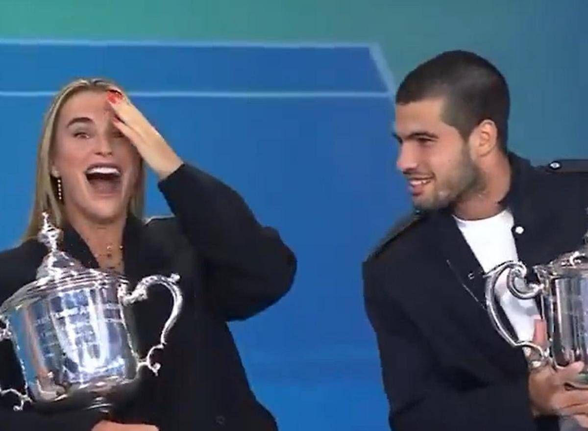 Sabalenka: "C'è Sinner". Ma è Alcaraz... la gaffe in tv - 