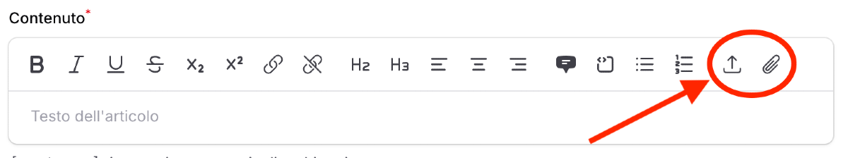 Nuovi pulsanti per caricare o selezionare un Media