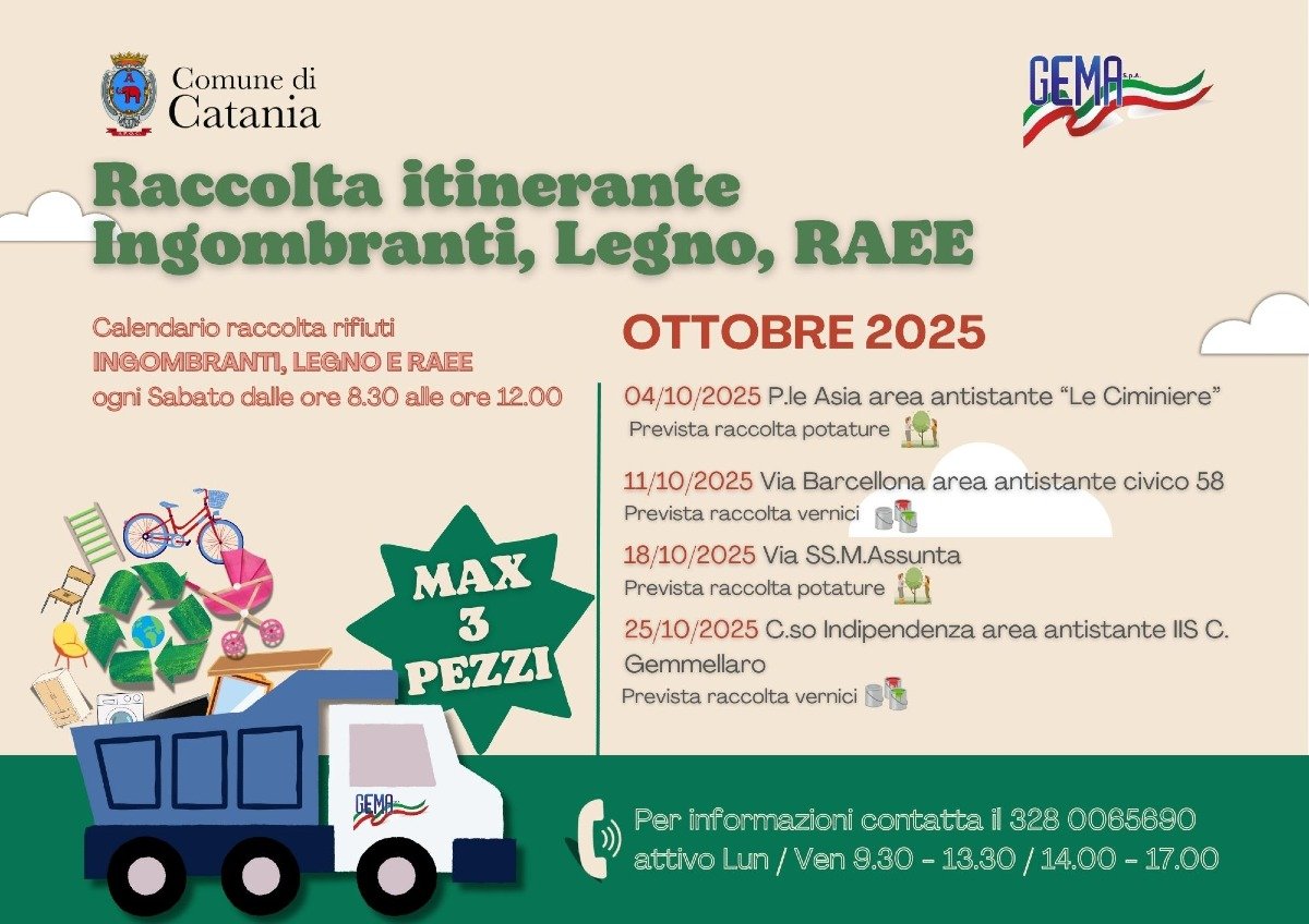Raccolta itinerante ingombranti, un’iniziativa per una Catania più pulita - 