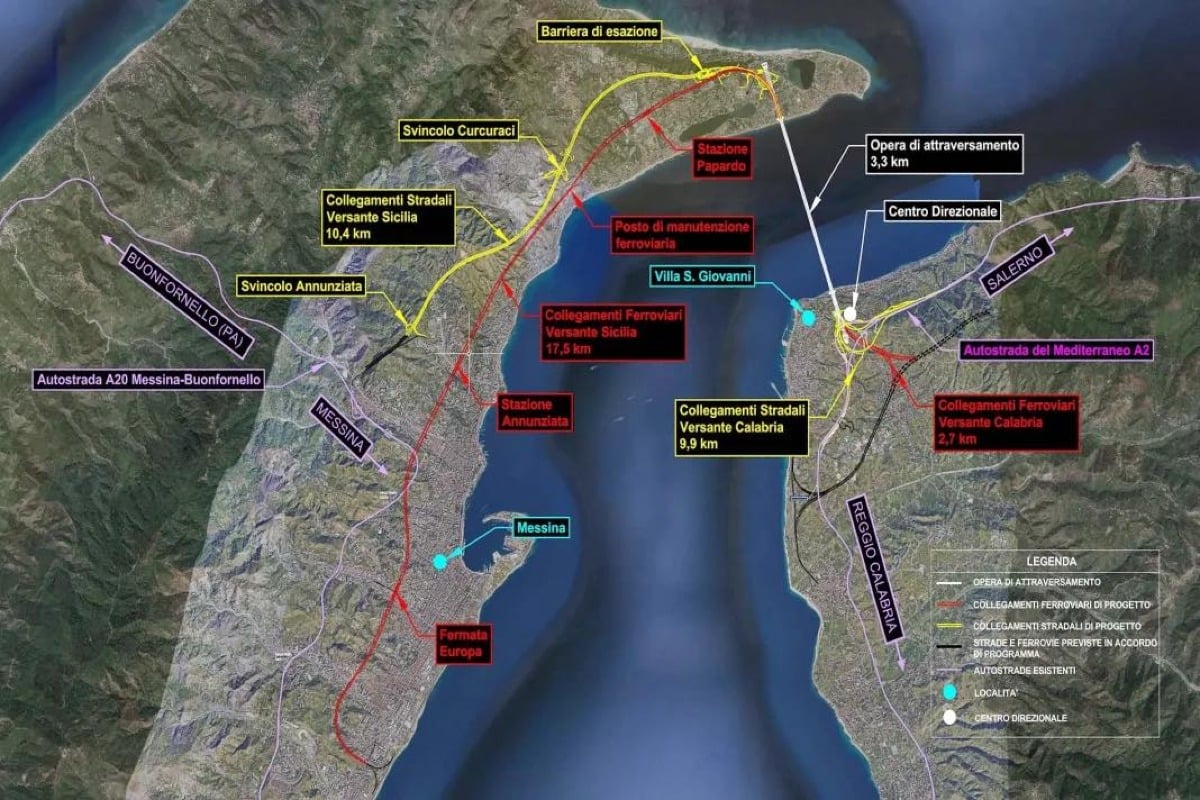 Ponte sullo Stretto di Messina | Nuova viabilità prevista dal progetto definitivo - Credit foto Ponte sullo Stretto di Messina