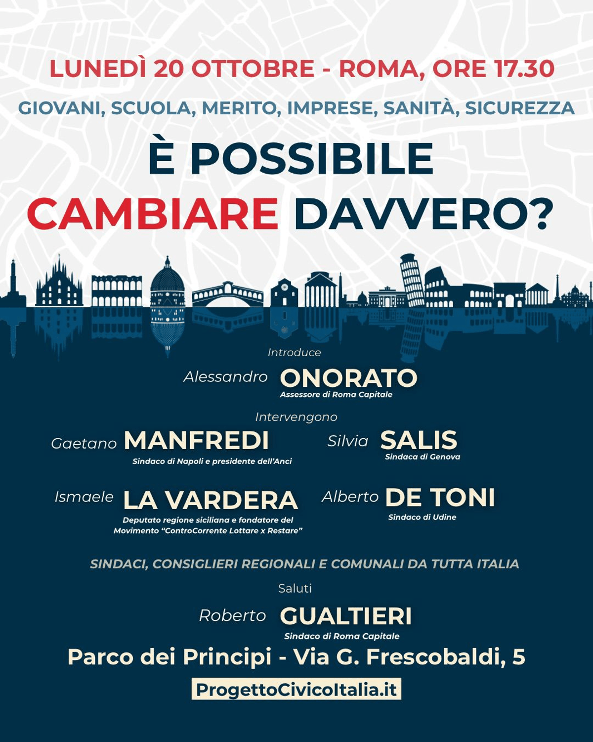 Centrosinistra, i 'civici' di Onorato a Roma il 20 ottobre: con Manfredi e Salis per 'cambiare davvero' - 