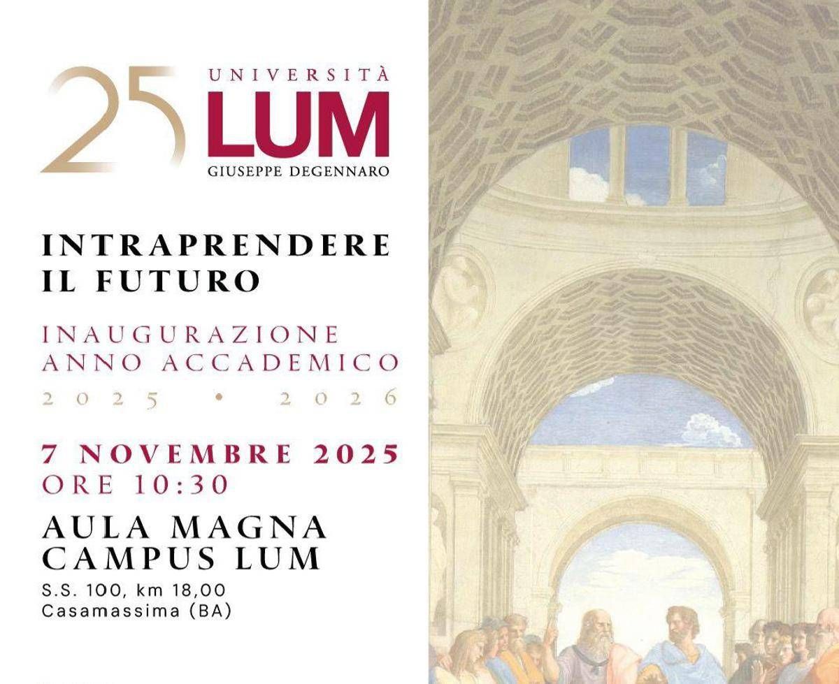 Università Lum, venerdì 7 novembre cerimonia di inaugurazione anno accademico - 