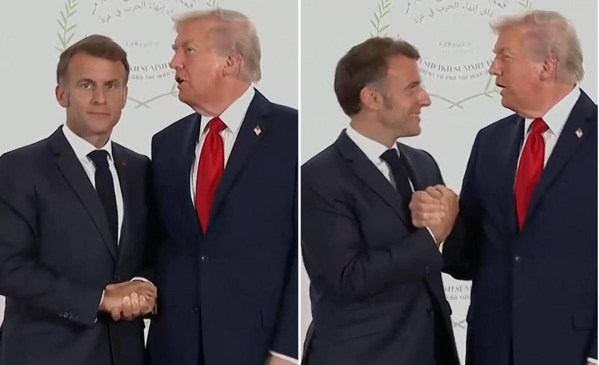 Trump e Macron, il balletto per la solita stretta di mano extralarge -