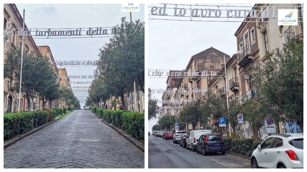 Salita di San Giuliano, a Catania le luminarie dedicate a Franco Battiato e non solo! - Credit foto Lungomare Liberato