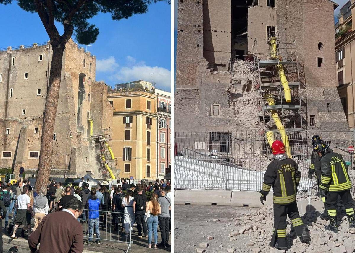 Roma, crollata parte della Torre dei Conti ai Fori Imperiali: ferito un operaio - 