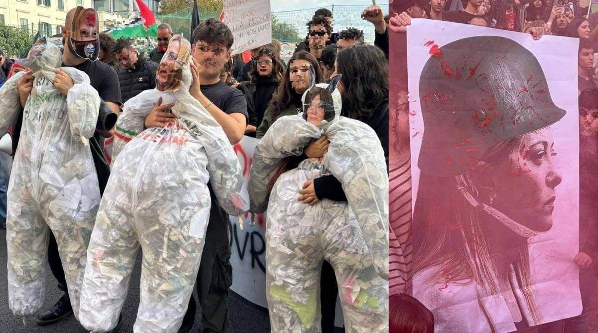 Studenti in sciopero, cortei in 50 città: a Roma fantoccio della premier, a Torino la scritta 'Meloni appesa' - 