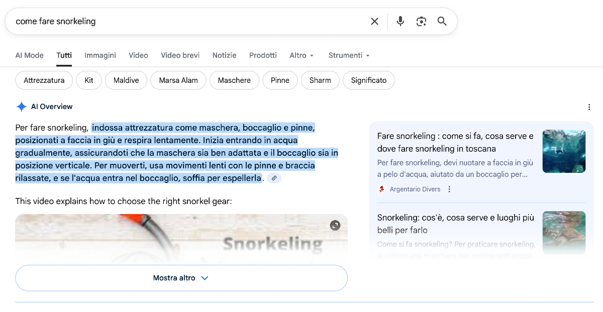 Esempio di IA Overview