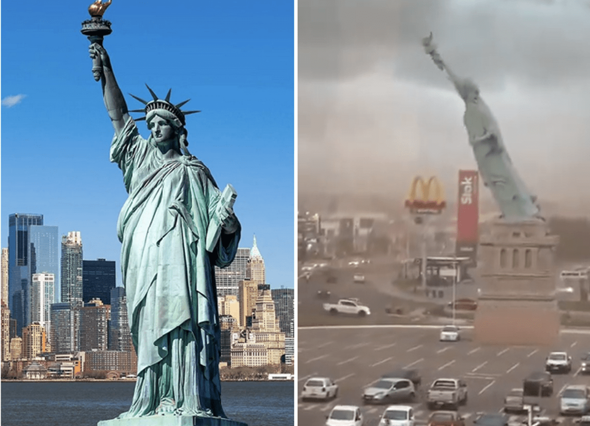 Il vento abbatte la Statua della Libertà (ma non quella di New York): il video - 