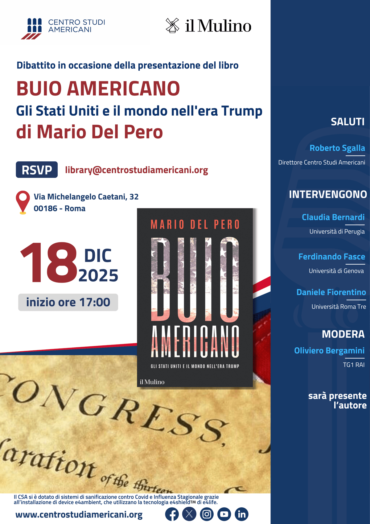 Presentazione a Roma del libro 'Buio Americano' di Mario Del Pero - 