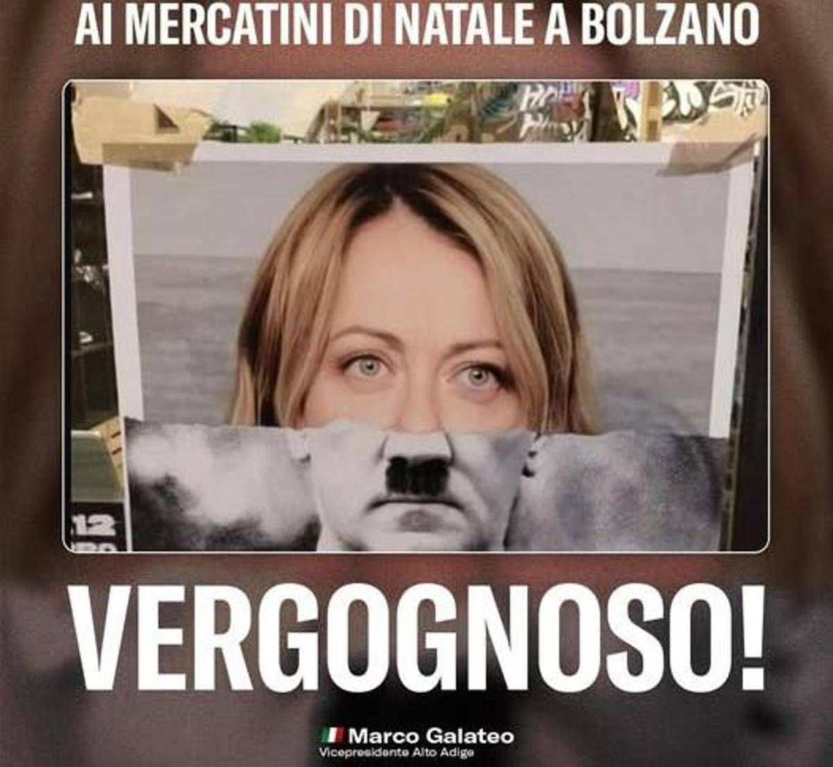 Bolzano, Galateo (FdI): "Fotomontaggio Meloni-Hitler ai mercatini Natale, inaccettabile" - 