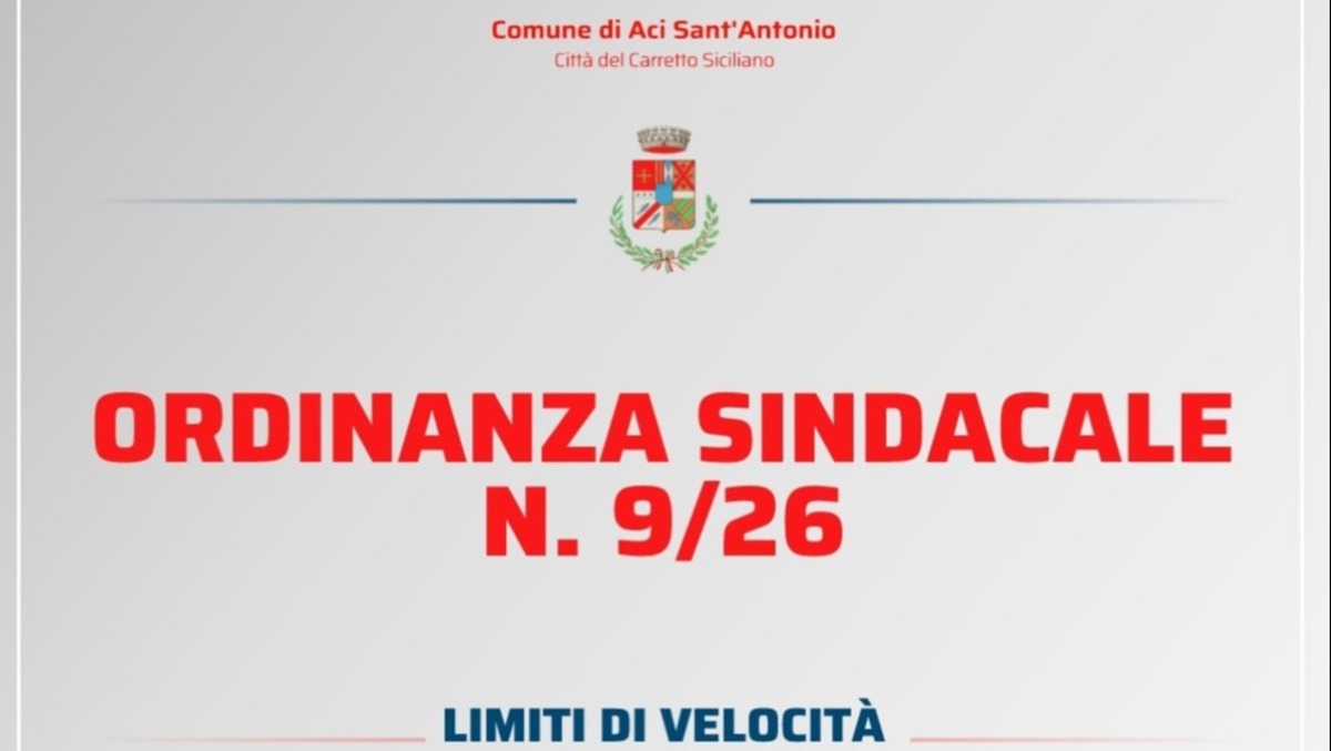 Aci Sant'antonio, nuova ordinanza per limiti di velocità sul territorio - Credit Foto Comune di Aci Sant'Antonio