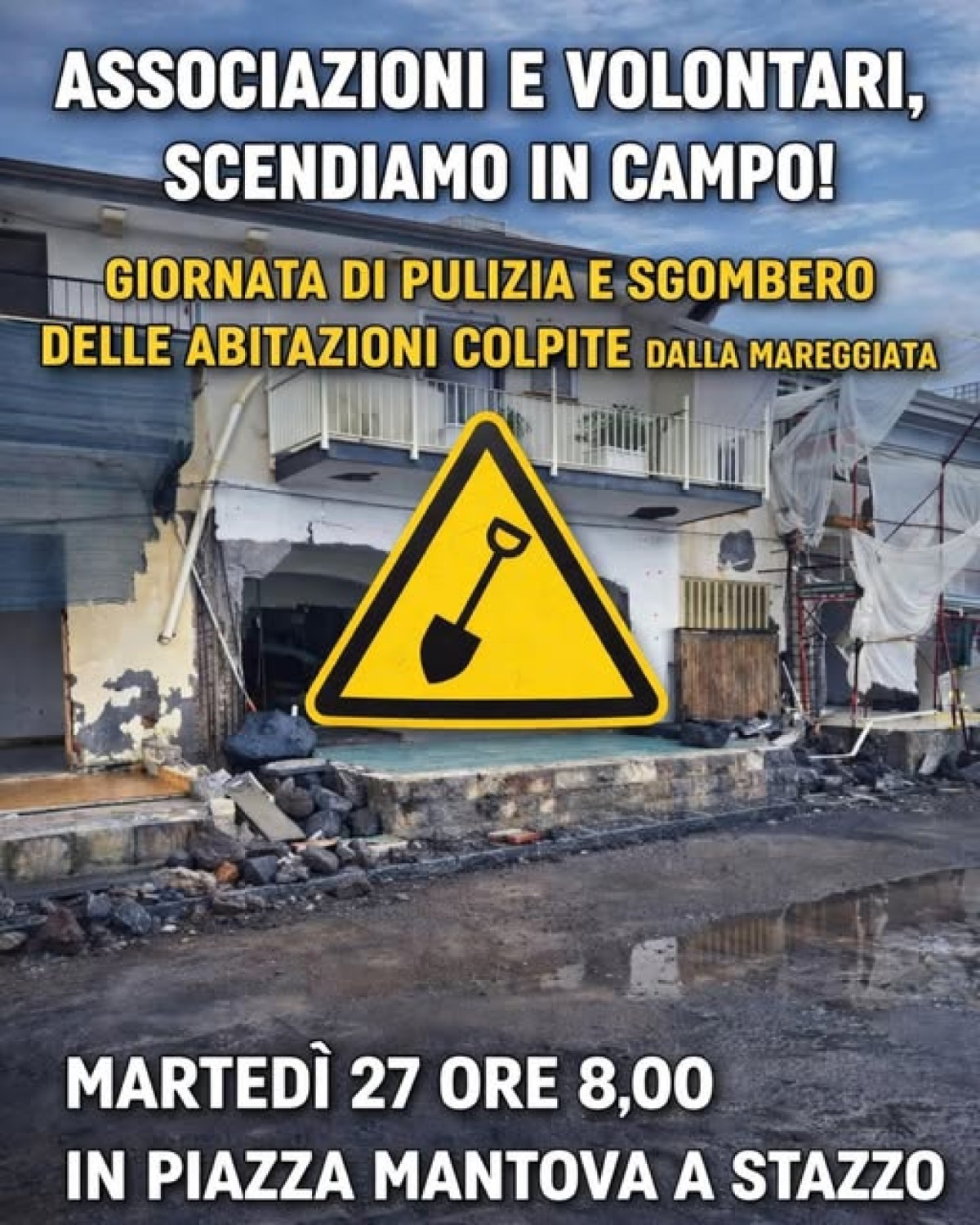 Uragano Harry, volontari in azione a Stazzo - Credit Foto Roberto Barbagallo