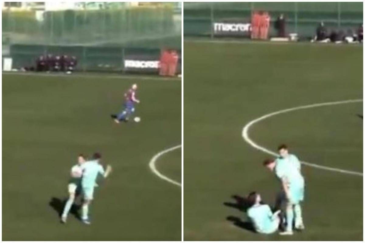 Corre verso compagno e lo butta a terra con una spallata: clamorosa lite in amichevole - 