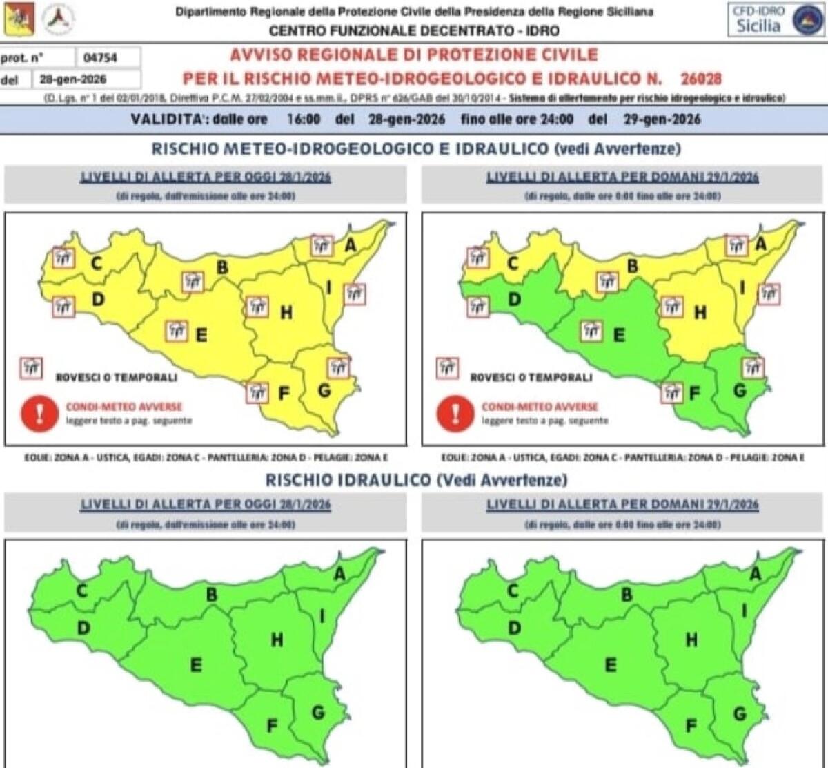 Chiusura delle ville comunali e cimiteri dal Comune di Messina per allerta meteo del 29 gennaio - 