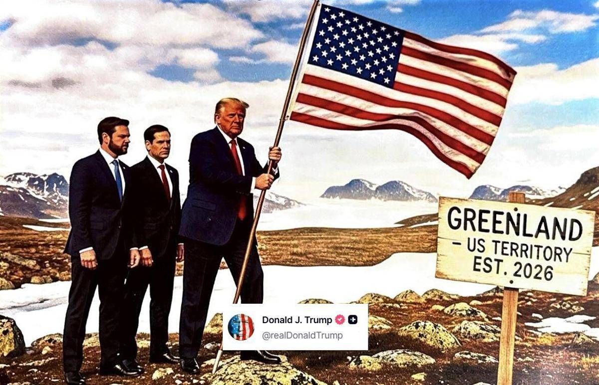 Trump e il post con l'Ai: in Groenlandia con Rubio, Vance e la bandiera Usa - 