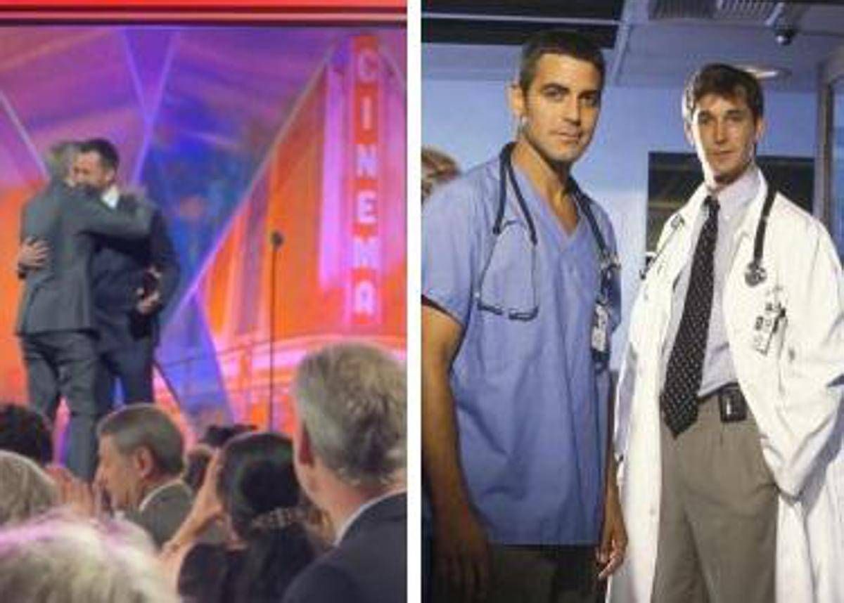 Golden Globe, The Pitt tra i vincitori. L'abbraccio di Noah Wyle con il collega di ER George Clooney - 