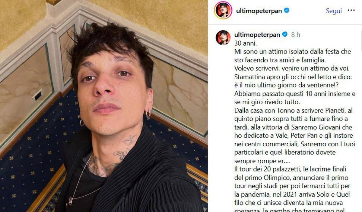 Ultimo compie 30 anni e guarda indietro: il post che emoziona i fan - 