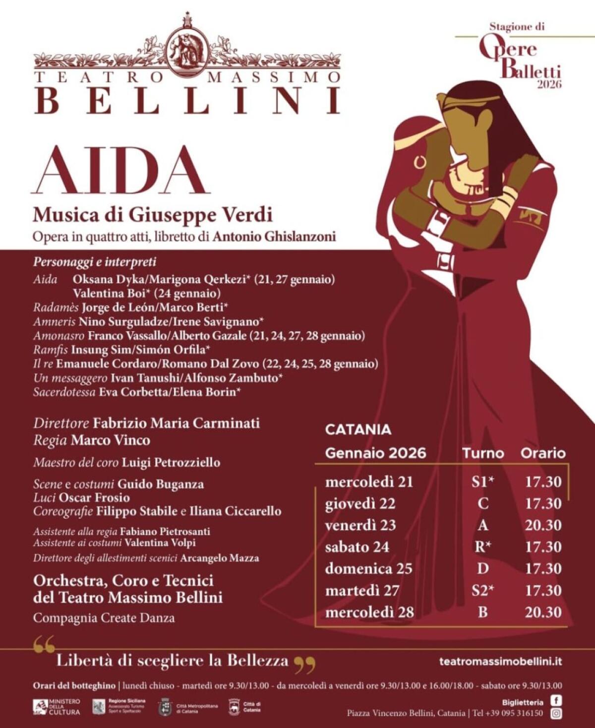 Il Teatro Massimo Bellini Catania annuncia la recita di "Aida" per il 21 gennaio 2026 - 