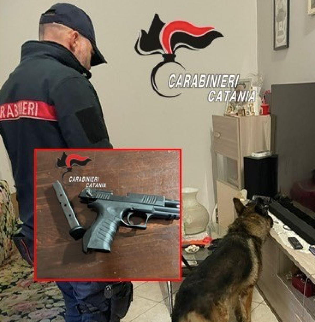 Giarre: arrestato 62enne per droga e pistola a salve manomessa, sequestrati 50 g di marijuana