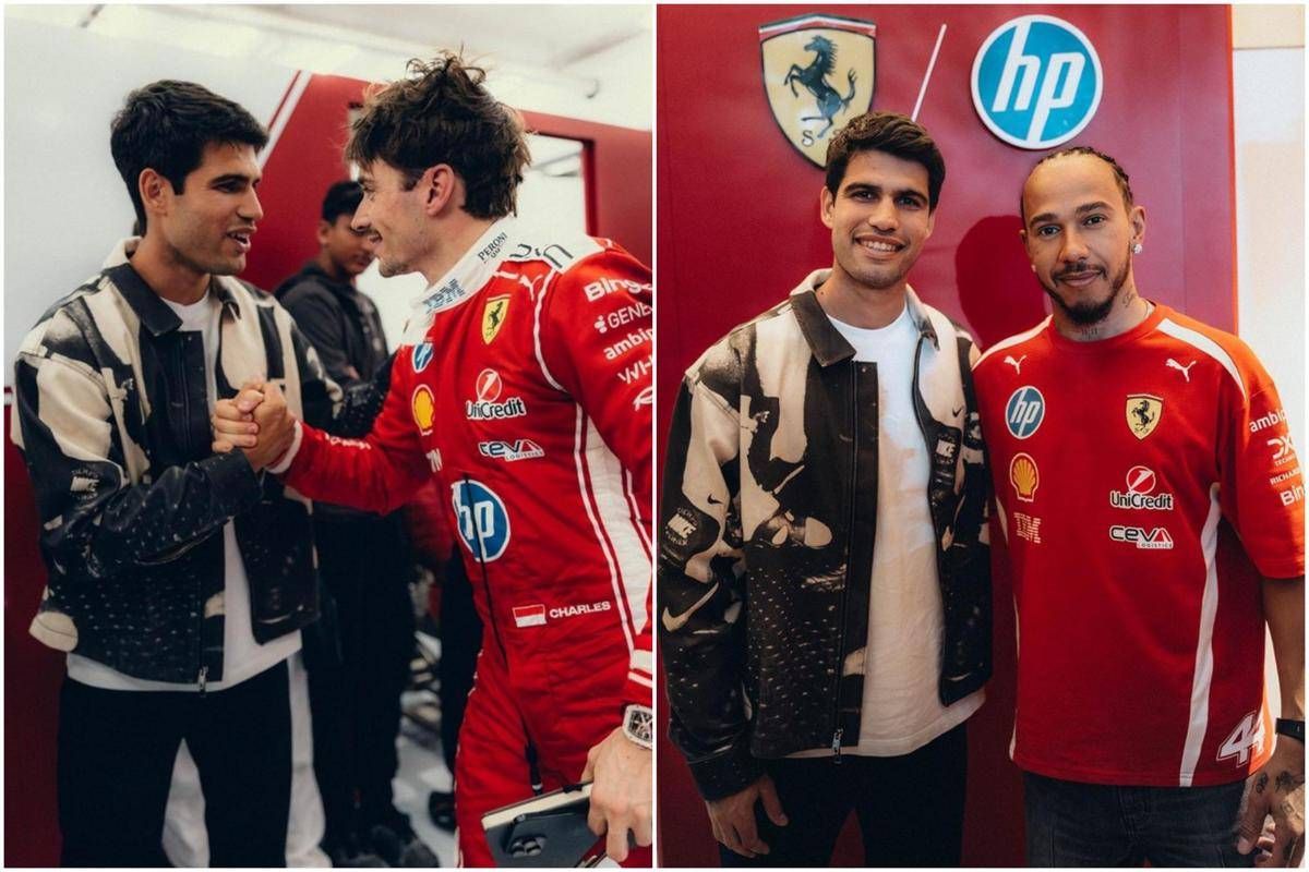 Alcaraz passione Formula 1, abbracci e sorrisi con Leclerc e Hamilton - 