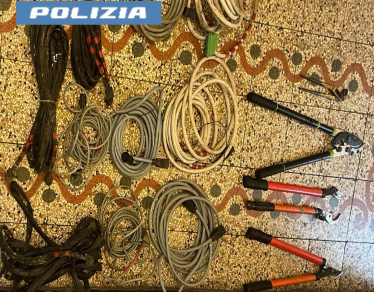 Polizia di Catania intensifica i controlli contro i furti di cavi di rame, arrestati due ladri in azione