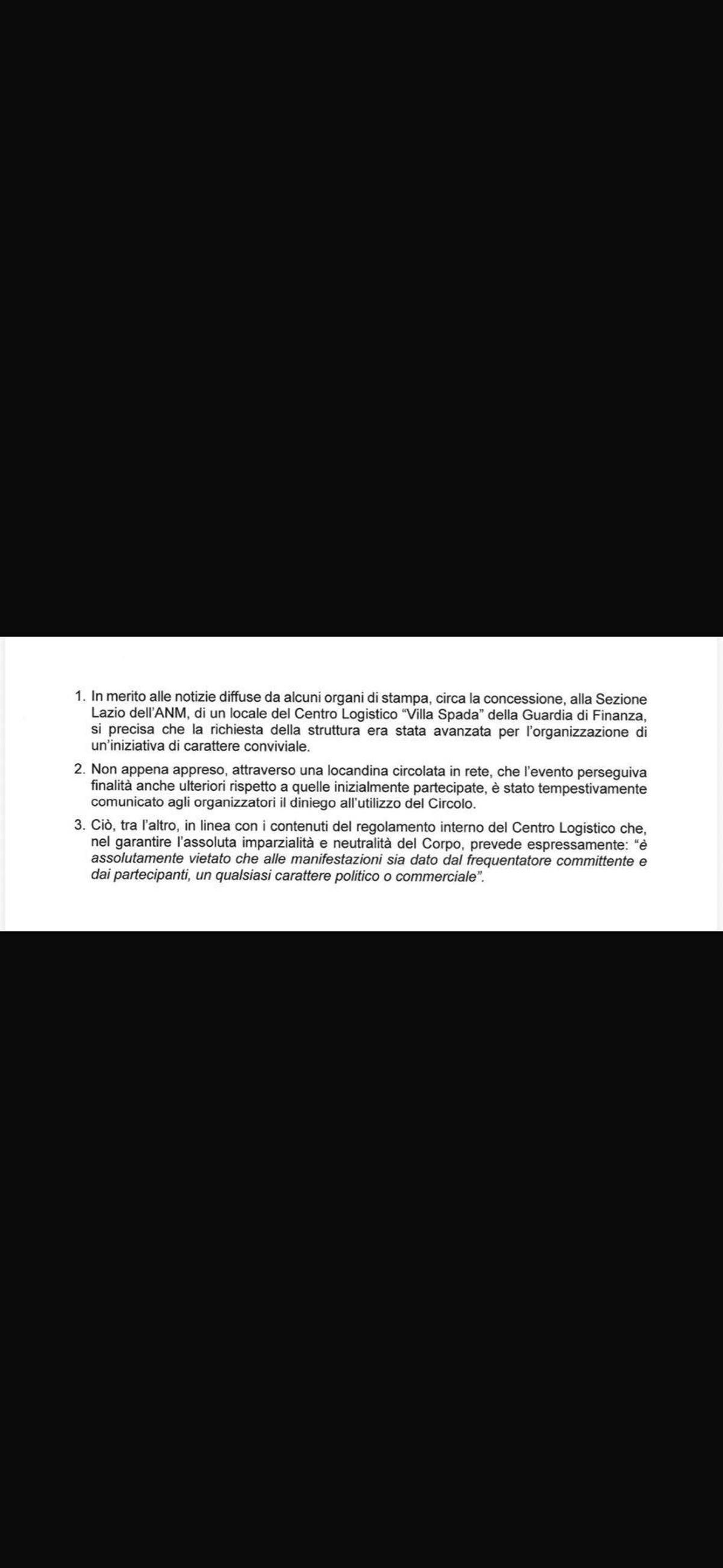 Referendum, Gasparri: "Anm non ha detto la verità è vista negare spazio circolo Gdf" - 