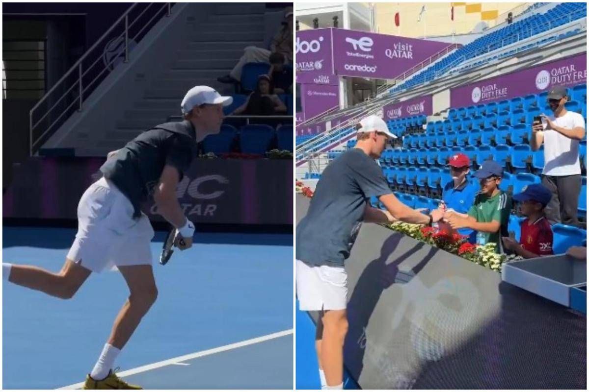 Sinner, primo allenamento a Doha: servizio e... autografi - 