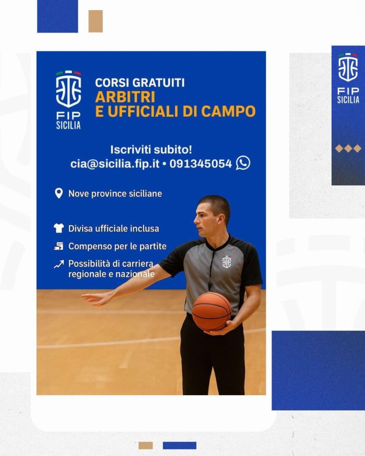 Riparte la formazione per nuovi arbitri: il Comitato Regionale FIP Pallacanestro Sicilia lancia corsi gratuiti per il 2025/26 - 
