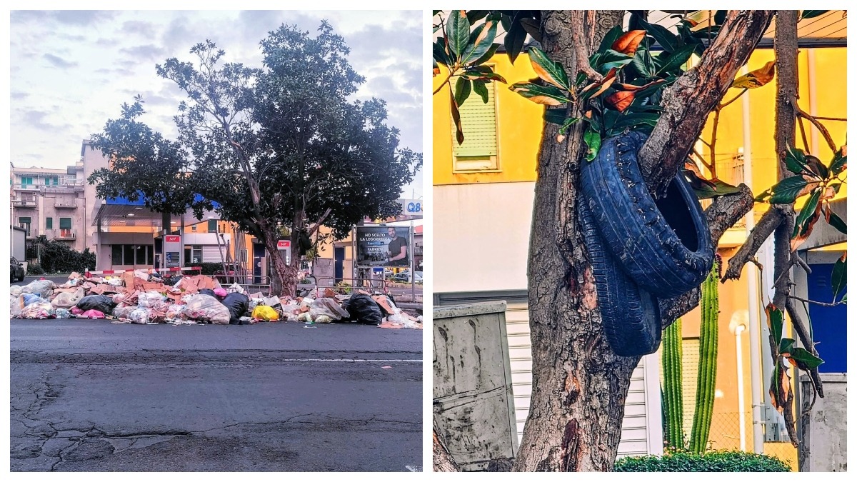 Catania, rifiuti in piazza Eroi d'Ungheria: un post ironico scatena polemiche su inciviltà e servizi - Credit Foto Inciviltà a Catania
