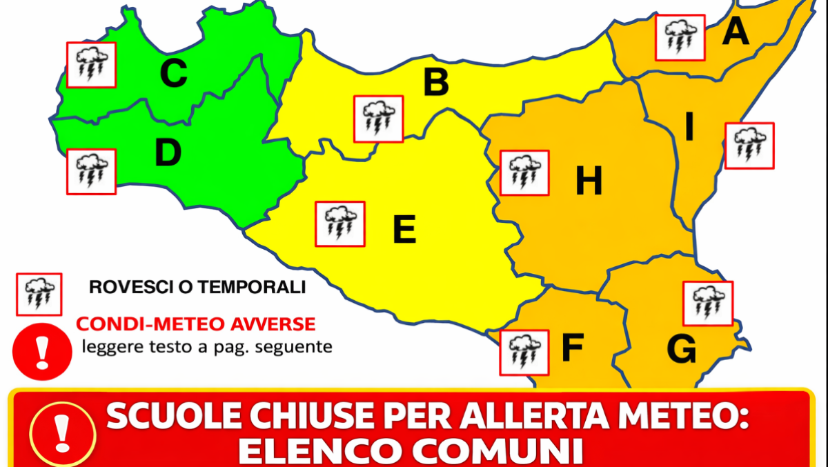 Scuole chiuse per allerta Meteo Arancione il 16 marzo: piogge torrenziali e venti di burrasca - 