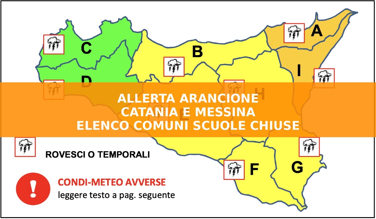 Allerta meteo arancione Catania e Messina martedì 17 marzo: scuole chiuse? (in aggiornamento), piogge e venti forti - 