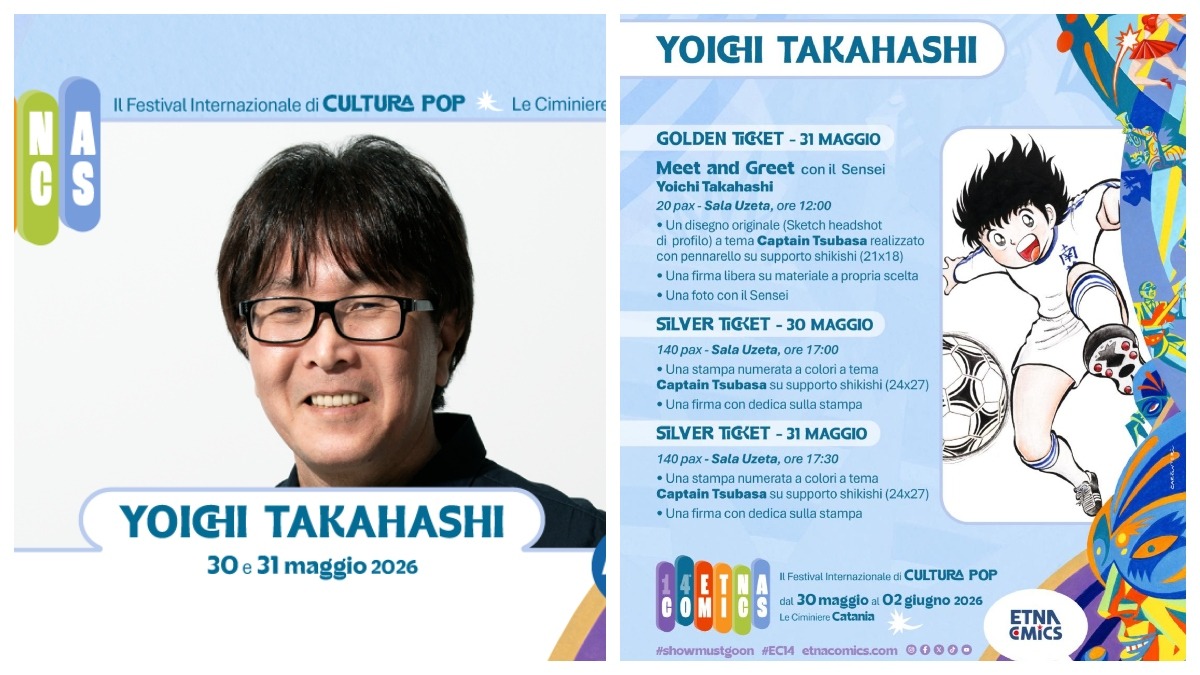 Yōichi Takahashi ospite d'onore a Etna Comics 2026: il papà di Holly e Benji a Catania - Credit Foto Etna Comics