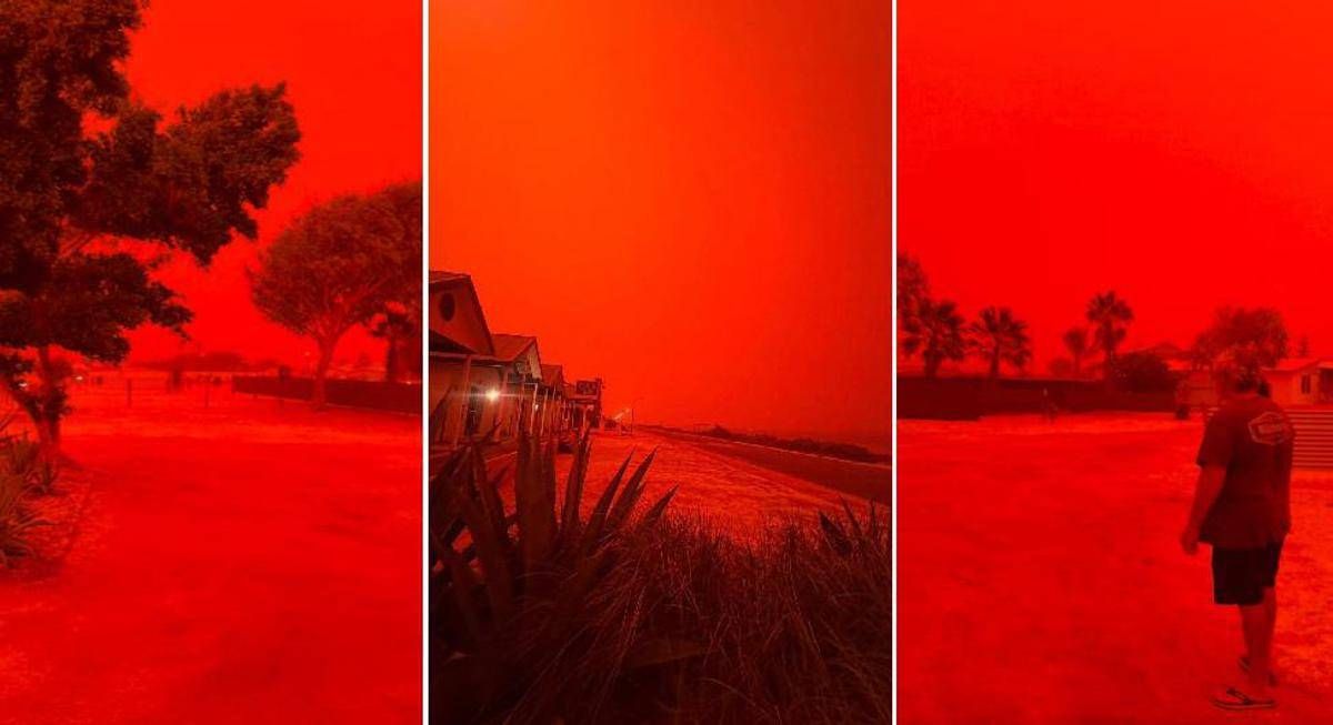 Cielo apocalittico in Australia, il ciclone Narelle tinge tutto rosso sangue: le immagini sono virali - 