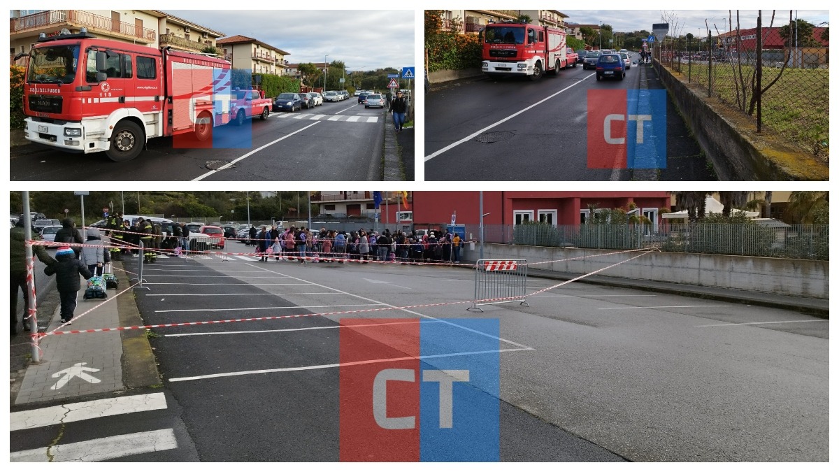 Tremestieri Etneo: Vigili del fuoco transennano il parcheggio davanti alla scuola per rischio crollo - 