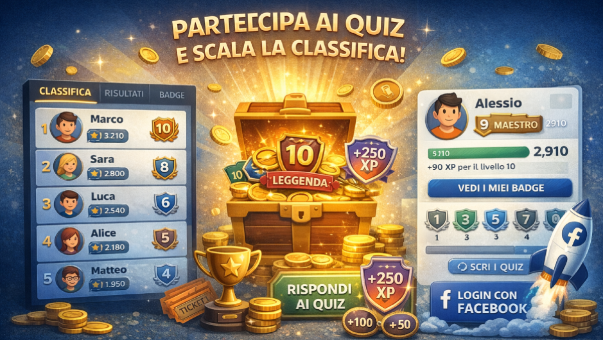 Quiz interattivi con classifica, avatar e accesso con Facebook - 