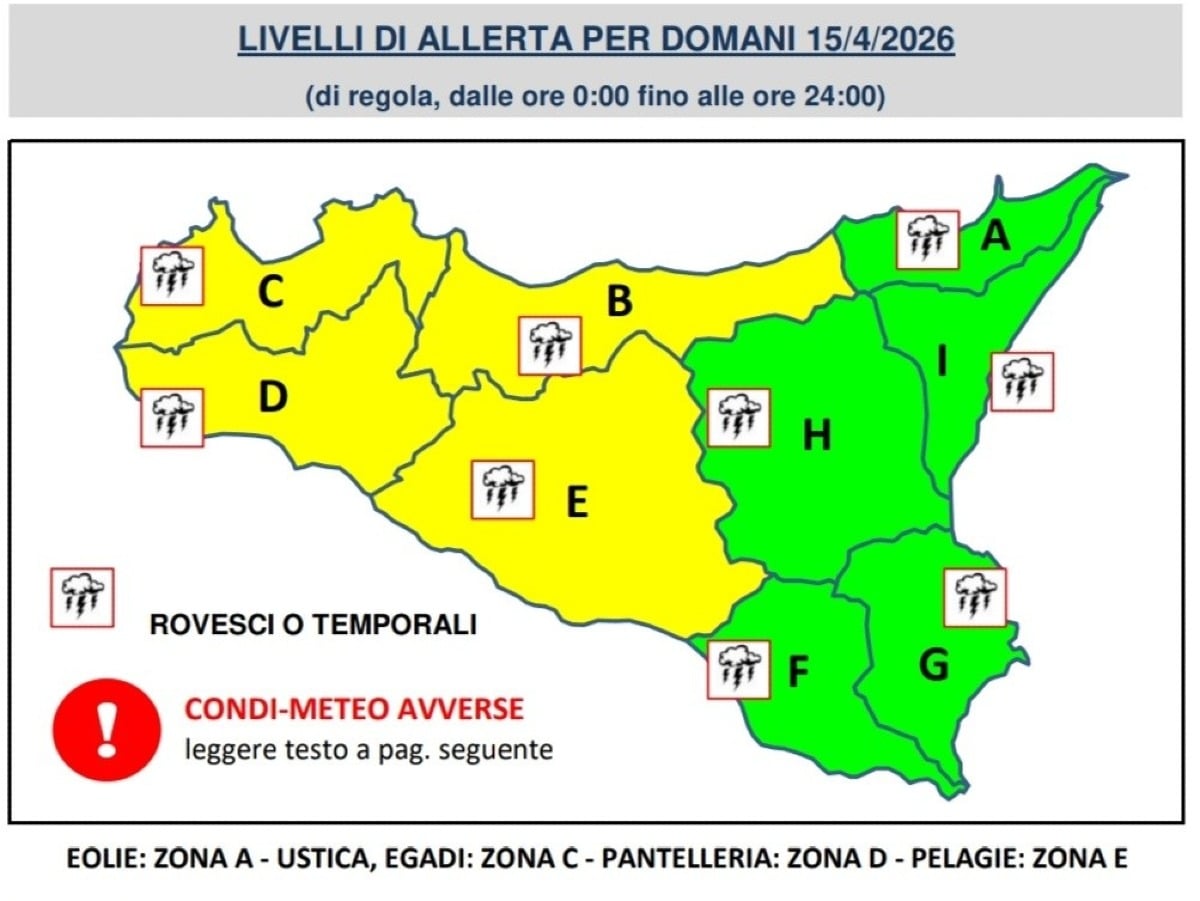 Allerta Gialla in Sicilia: Protezione Civile avvisa per temporali e rovesci il 15 aprile - Credit Foto CMS - Centro Meteorologico Siciliano - ODV
