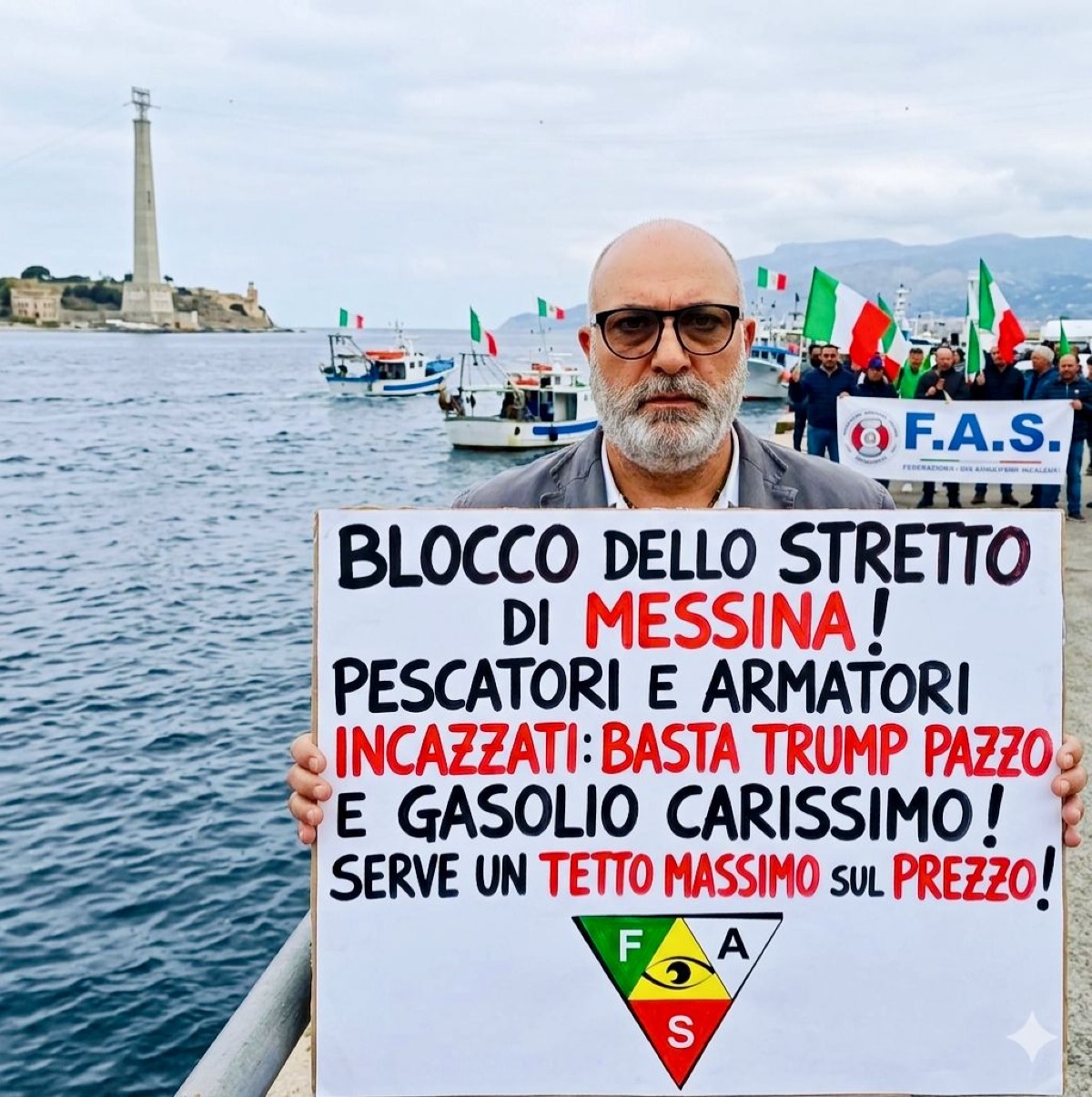 Pescatori bloccano lo Stretto di Messina il 1° maggio: Fas proclama mobilitazione per il caro carburante - Credit Foto Federazione Armatori Siciliani