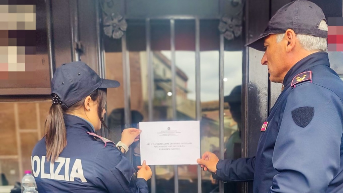 Catania: sospeso per 7 giorni un bar a Cibali, ritenuto ritrovo di pregiudicati - Credit Foto Questura di Catania