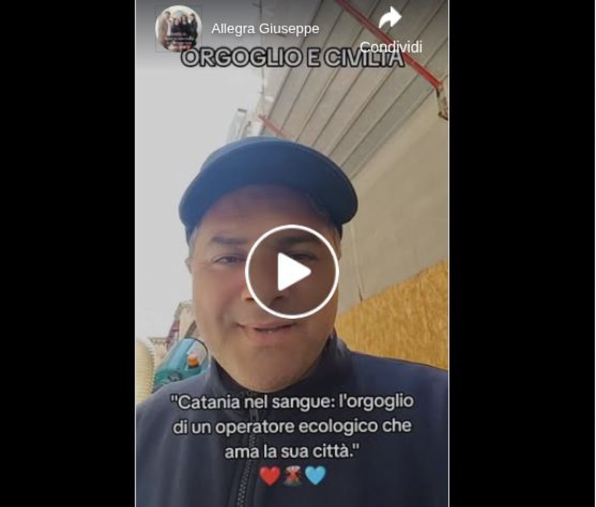Il sindaco Trantino rilancia il video virale di un operatore ecologico: la città vista dal lavoro quotidiano - Credit Foto/video Allegra Giuseppe