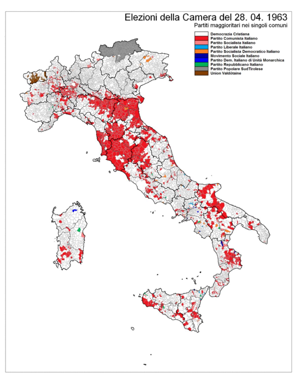 Si svolgono in Italia le elezioni politiche, che confermano la Democrazia Cristiana come primo partito: il 28 aprile 1963 - 