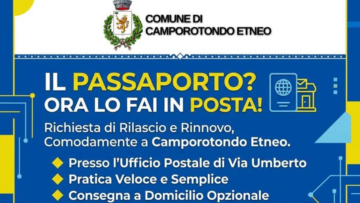Camporotondo Etneo: attivo a via Umberto il rilascio del Passaporto Elettronico - Credit Foto Comune Camporotondo Etneo