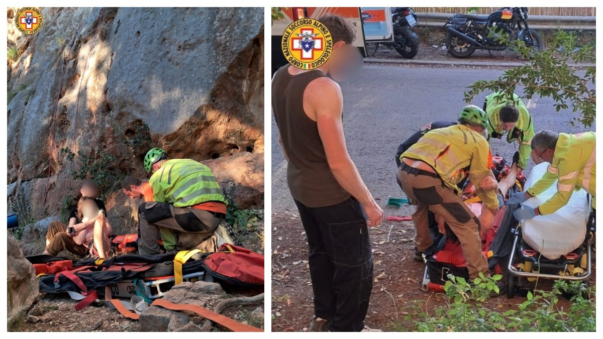 Montepellegrino (PA): scalatrice inglese soccorsa dopo caduta nel settore Valdesi - Credit Foto Soccorso Alpino e Speleologico Siciliano - CNSAS 