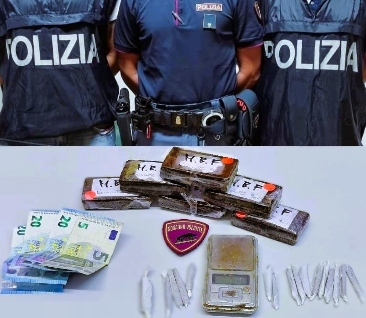 Arresto a Caltanissetta: la Polizia sequestra 620 grammi di hashish a un ventenne spacciatore - 
