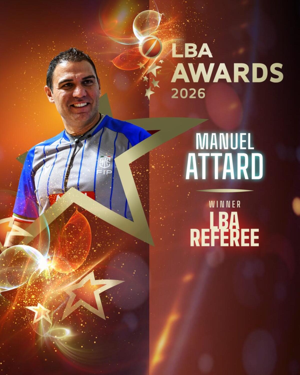 Manuel Attard premiato come LBA Referee Of The Year dalla FIP Pallacanestro - 