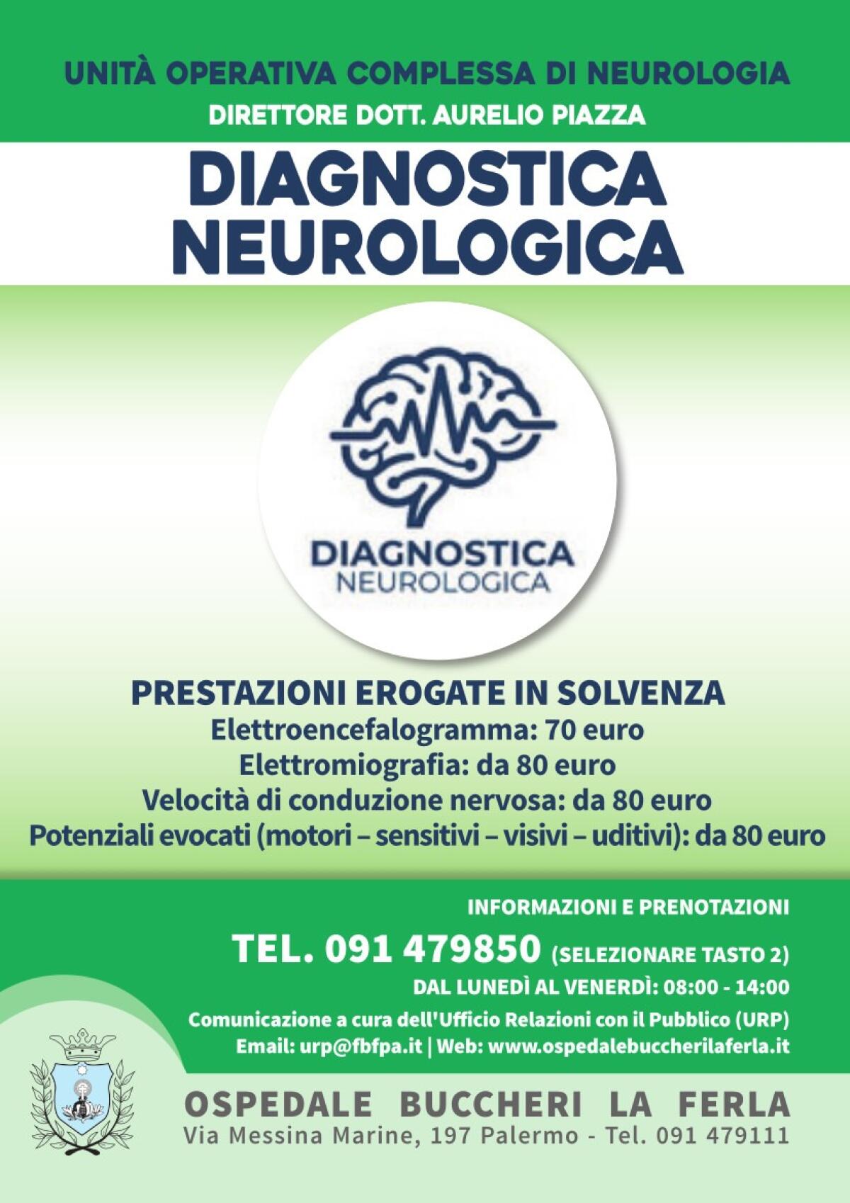 Erogazione di Esami Strumentali di Neurologia con Standard Qualitativi Ospedalieri presso Ospedale Buccheri La Ferla - 