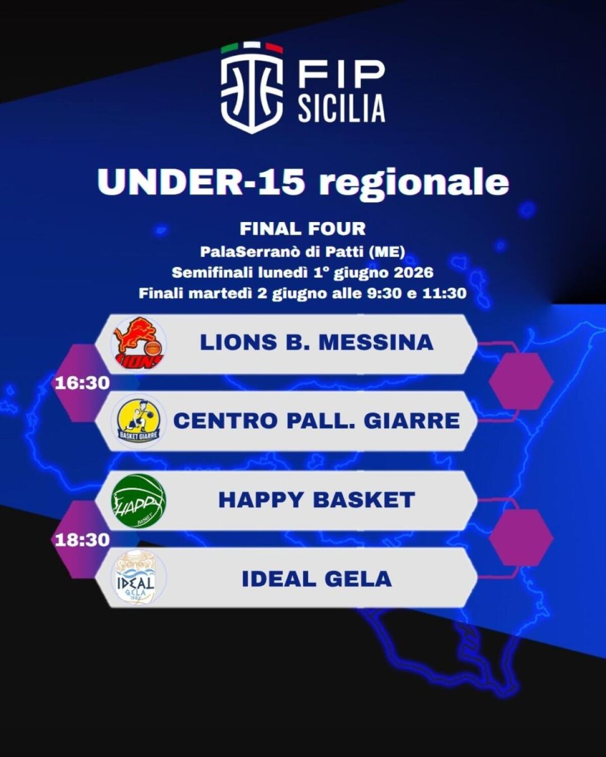 Final Four Under-15: FIP Pallacanestro si sfida al PalaSerranò di Patti con squadre imbattute - 