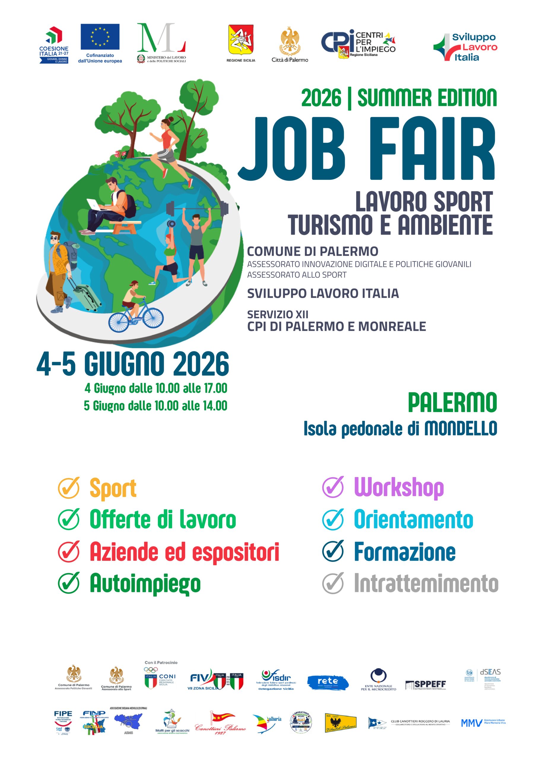 Palermo e Monreale: due giornate di recruiting e laboratori per giovani su lavoro, sport, turismo e ambiente - 