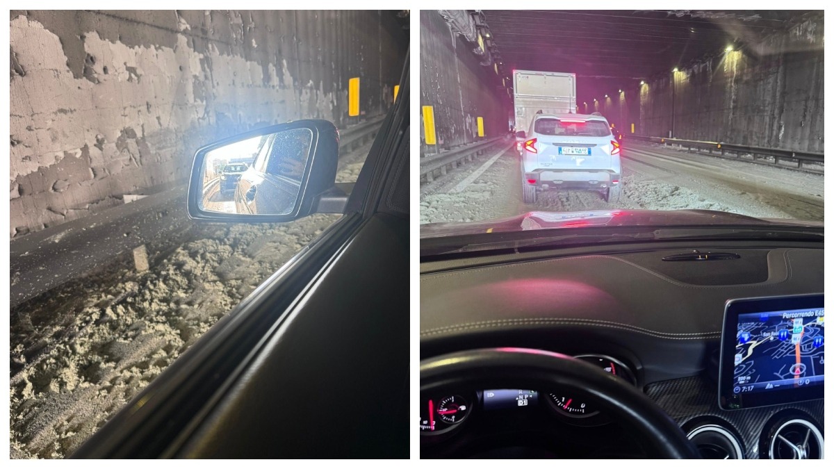 Tangenziale di Catania: calcestruzzo sulla carreggiata, utenti segnalano rischio per motociclisti - Credit Foto Noemi Papa